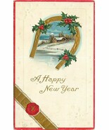 DB Postcard E456 Embossed New Year 1912 Horseshoe Cottage Full Moon Gold... - $4.16