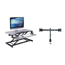 Rocelco Standing Desk Converter with Dual Monitor Mount - 31.5 Inch Sit Stand Up - £223.81 GBP