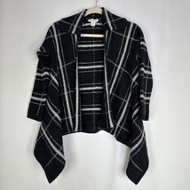 Coldwater Creek Wool Blend Girls Cardigan Black Gray Plaid Stripes - £11.99 GBP