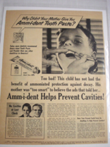 1950 Ad Ammi-dent Tooth Paste Amm-i-dent Helps Prevent Cavities - £7.18 GBP