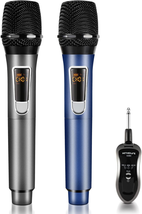Wireless Microphone-2.4Ghz Metal Dual Handheld-Cordless Dynamic-Mic System-With  - £65.17 GBP