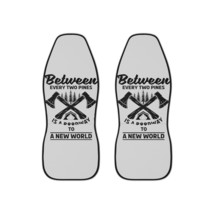 Personalized Adventure Car Seat Covers: Black and White Axes Pines Design - $61.80