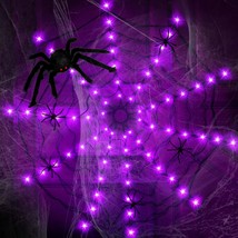 Halloween Lights Decoration, 80 Led Spider Web Lights With 5 Black Spiders, Hall - £43.48 GBP