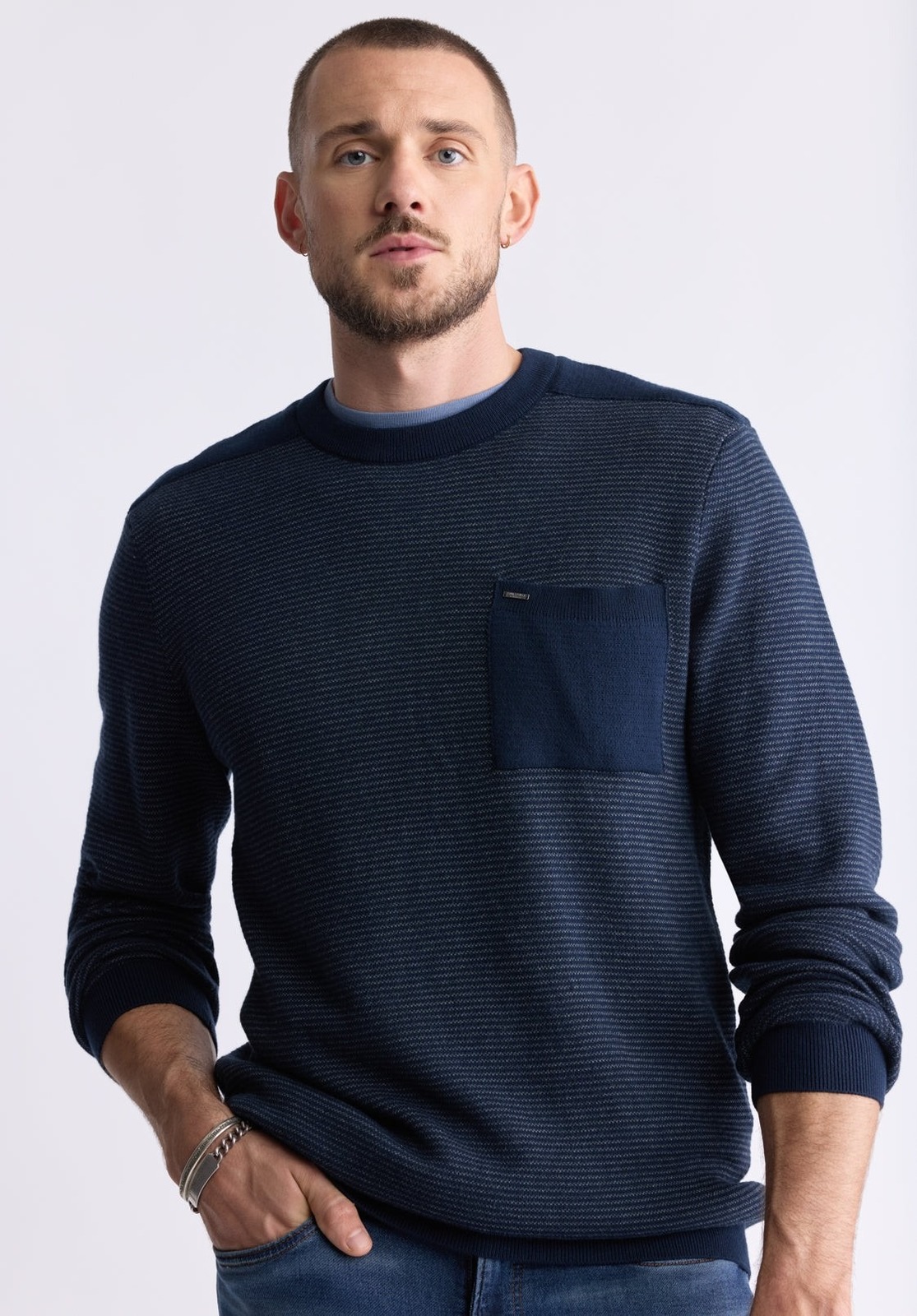 Buffalo David Men's William Knit Pullover Crewneck Sweater - Midnight Blue-2XL Item image 3