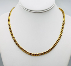 Vintage 80&#39;s Shiny Gold Tone 5mm Curb Chain Necklace 18.5 in - £13.99 GBP