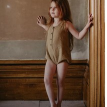 The Simple Folk Camel Linen Freedom Romper Size 7/8 New - $37.74
