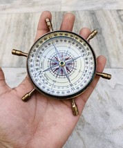 Wheel style Brass Vintage Pocket Compass Floating Marine nautical antique - £29.76 GBP