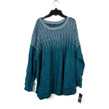 Alfani Womens Plus 2X Teal Motif Silver Sparkles Pullover Sweater NWT K56 - £24.17 GBP