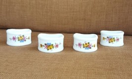 Napkin Rings Set Genuine Porcelain Set of 4 Floral White China - $9.89