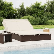  Patio Sunbed Brown PE Rattan 2-Person Adjustable Armrests - $7,295.55 MXN