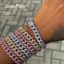 Ans fashion bling cuban chain iced out bracelet 20mm women men hip hop miami cuban link thumb200