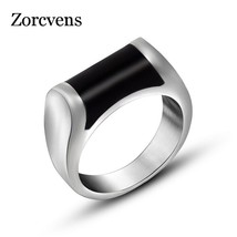 ZORCVENS Fashion Stainless Steel Men Ring Black Color Wedding Rings For Men - £8.65 GBP