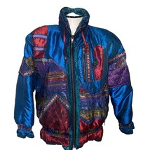 Vintage J. Gallery All Over Print Full Zip Multicolor 80s Puffer Jacket ... - $26.38