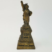 Statue of Liberty Figure Miniature Cast Brass Color Desk Table Vintage - $15.15
