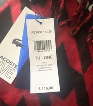 Lacoste Live Men’s Red Black Wool Blend Scarf Made in Italy NWT Fringe Logo image 6