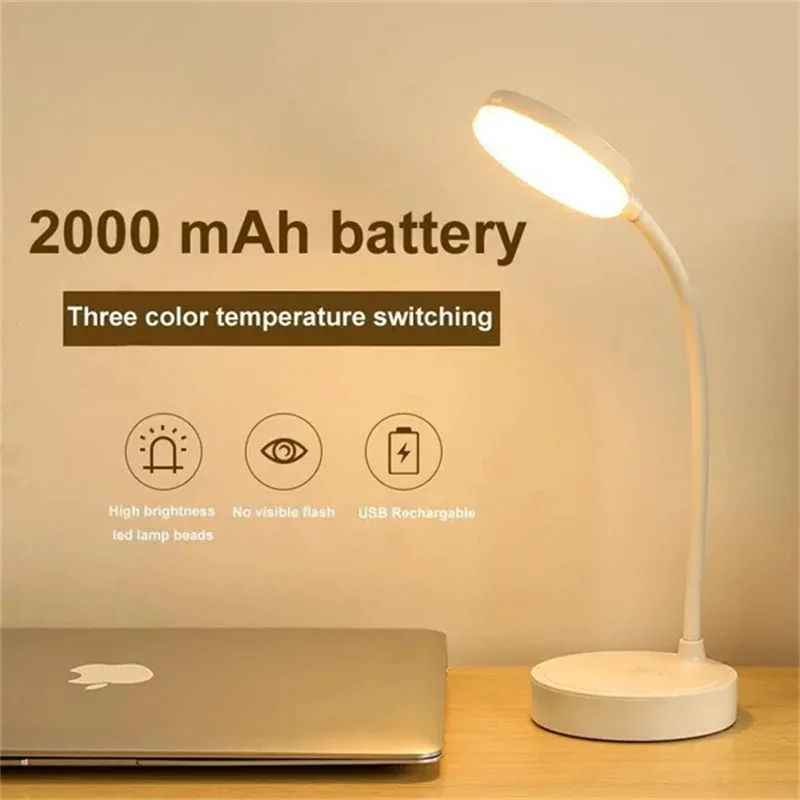 USB Rechargeable LED Reading Light 3 Modes Dimmable Eye-Caring Desk Lamp... - $16.86+