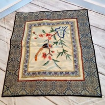 Vintage Asian Silk Embroidered Fabric Of A Bird/Floral Picture 11.5&quot; X 1... - £15.81 GBP