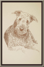 Airedale Terrier dog art portrait drawing PRINT 73 Kline adds dog's name free. - $49.45