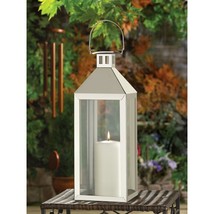 Silver Soho Stainless Steel Hurricane Candle Lantern Wedding - £25.48 GBP