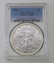 2018 $1 Silver American Eagle Graded by PCGS as MS-70 - £59.35 GBP