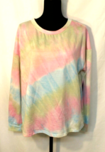 EN CREME T-SHIRT WOMAN SIZE MEDIUM PINK, BLUE &amp; WHITE TIE DYE LONG SLEEV... - $15.76