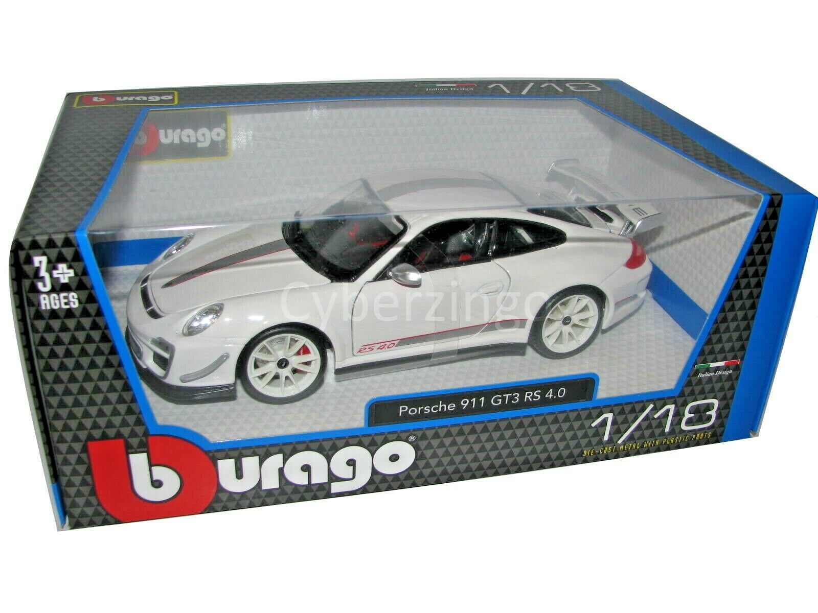 Bburago 1:18 Scale Porsche 911 GT3 RS 4.0 White Diecast Car 18-11036 BRAND NEW - $49.99