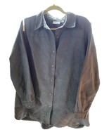 Joan Rivers Shirt Medium Faux Suede Oversized Long Sleeve Button Down Po... - $20.00