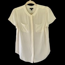 Talbots Top Button Down Shirt Blouse  100% Silk Size 6 Short Sleeve Ivor... - $18.79