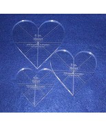 Heart Template 3 Piece Set. 4",5",6" - Clear 3/8" Thick w/ guidelines - $40.00