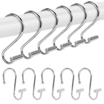 Yyc 12Pcs Alloy T-Bar Shower Curtain Hooks Simple Shower Curtain Rings Rustproof - £8.96 GBP