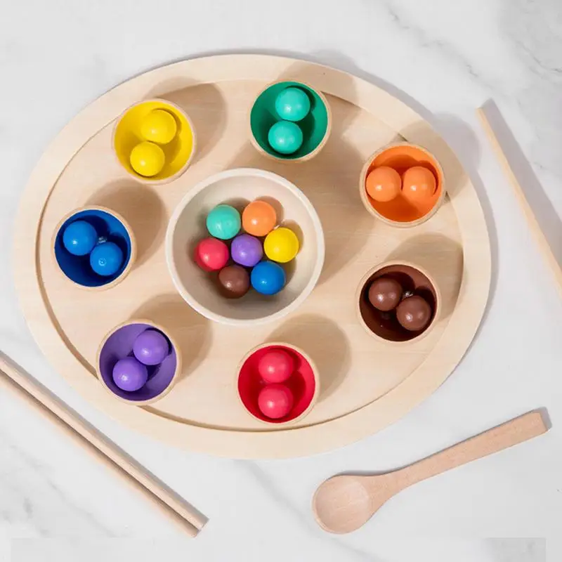 Wooden Collecting Acorn Toy Montessori Baby Educational Sorting Toy Color - £23.47 GBP+