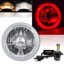 5-3/4&quot; Motorcycle Red Halo Angel Eye Headlight 6k LED 20/40w Light Bulb ... - £54.11 GBP