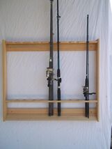 Wallmount Fishing Rod &amp; Pole Rack ~ Unfinished Red Oak - $99.00