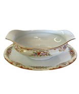 Noritake Mystery 209 Gravy Boat Attached Plate Vintage Japan M Stamp 9.2... - $37.40