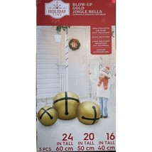 Holiday Time Christmas Inflatable Blow-Up Gold Jingle Bells 2&#39; - £27.37 GBP