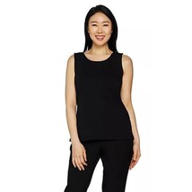 Joan Rivers Wardrobe Builders Scoop Neck Cotton Stretch Black Tank S New A295141 - $15.29