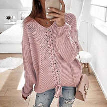 Women Patchwork Knitted Pullover Sweater - £8.35 GBP