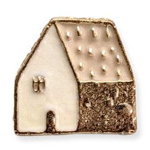 Tiny White and Gold House Lapel Pin - £7.11 GBP