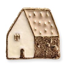 Tiny White and Gold House Lapel Pin - £7.09 GBP