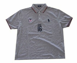 Ralph Lauren Mens Grey Custom Fit USA Country Polo Shirt LT Large Tall 3492-3M - £39.56 GBP
