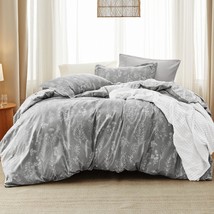 Queen Comforter Set - Grey Comforter, Cute Floral Bedding Comforter Sets, 3 Piec - £44.09 GBP