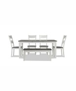 Bob&#39;s Discount Furniture Blake 6 Piece White &amp; Gray Extendable Dining Se... - $459.00