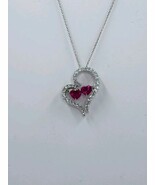 Samuel Aaron LC Rubies &amp; Sapphires Dancing Hearts Pendant and Chain, Ste... - €27,25 EUR
