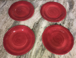 Lot Of 4 Pier 1 Imports Red/Maroon 9” Melamine Appetizer Plates-Dishwasher Safe - £54.85 GBP