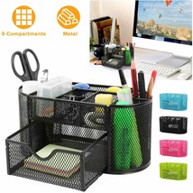 Desk Organizer Black Mesh Metal Desktop Office Pen Pencil Holder Storage Tray - £27.17 GBP