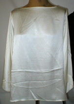 New Womens Designer Josie Natori Silk Top S NWT Champagne Beige Off White LS  - $356.40