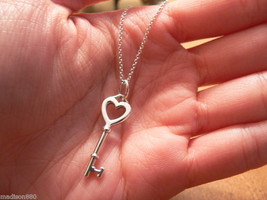 Tiffany Co Heart Key Necklace Pendant Charm 17 Inch Chain Silver Gift Love Cool - $298.00