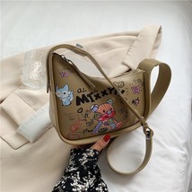 Simple Design Shoulder Bag Woman Graffiti PU Leather Crossbody Bag Fashion Trend - £32.88 GBP