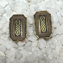 Vintage Damascene Spain Rectangular Clip-On Earrings - $276.80 MXN