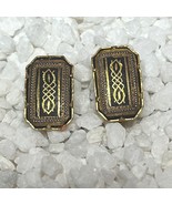 Vintage Damascene Spain Rectangular Clip-On Earrings - $276.80 MXN